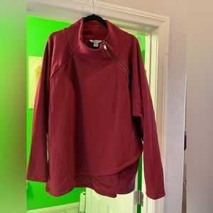 Athleta Cozy Karma Asym Pullover, dark red, new; 3X (24-26 W)